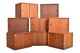 MATCHING SET OF EIGHT MID CENTURY TEAK RECORD RACKS / CUPBOARDS