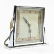 ART DECO CIRCA 1930S CHROME METAL 8-DAY DESK ALARM CLOCK