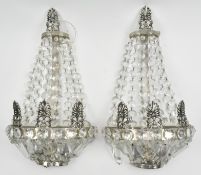 PAIR OF IMPERIAL STYLE MID CENTURY GLASS & CHROME WALL LIGHTS