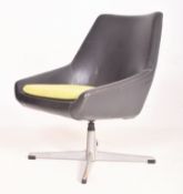 VINTAGE 1970S OFFICE SWIVEL CHAIR, LEATHERETTE OVER CHROME, X FRAME SUPPORT