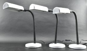 VENETA LUMI - SERIE Z1-90 - THREE ITALIAN CIRCA 1990S GOOSENECK DESK LAMPS