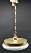 ITALIAN MID CENTURY OPALINE GLASS & BRASS CEILING PENDANT LIGHT