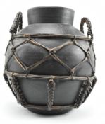 VINTAGE MID CENTURY CIRCA 1960S TERRACOTTA & RATTAN WRAPPED VASE