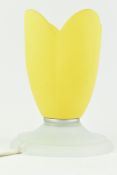 ITALIAN VINTAGE CIRCA 1980S YELLOW & FROSTED GLASS FLOWER DESK LAMP