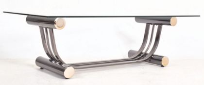 AMERICAN CONTEMPORARY GLASS & CHROME LOW COFFEE TABLE