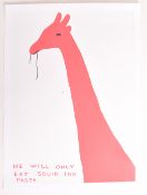 DAVID SHRIGLEY (B. 1968) - HE WILL ONLY EAT SQUID INK PASTA - 2020 LITHOGRAPH
