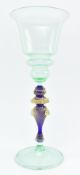 MURANO GLASS - VINTAGE EARLY 21ST CENTURY HAND BLOWN CHALICE GOBLET IN GREEN
