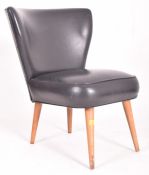 RETRO 20TH CENTURY BLACK LEATHERETTE COCKTAIL CHAIR