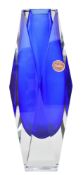 MURANO MANDRUZZATO - 1960S ITALIAN BLUE GLASS VASE