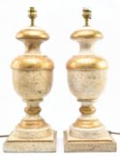 PORTA ROMANA - PAR OF GOLD & CREAM AGED EFEFCT DESK LAMPS
