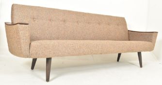 1970S DANISH TEAK & BUTTONBACK UPHOLSTERED LONG SOFA
