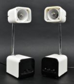 PAIR OF HONG KONG MADE MID CENTURY WHITE TELESCOPIC DESK LAMPS