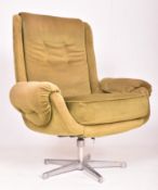 RETRO MID CENTURY VELVET UPHOLSTERED & CHROME SWIVEL CHAIR