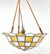 ART DECO TIFFANY STYLE 1930S STAINED GLASS CEILING PENDANT LIGHT
