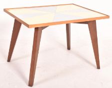 VINTAGE MID CENTURY FORMICA & TEAK SUNBURST COFFEE SIDE TABLE