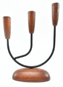 VINTAGE MID CENTURY DANISH TEAK & CHROME CANDLESTICK