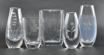 20TH CENTURY VINTAGE STROMBERGSHYTTAN ETCHED VASES
