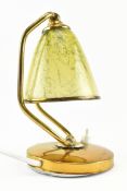 SMALL ART DECO 20TH CENTURY GLASS & BRASS BEDSIDE DESK LAMP
