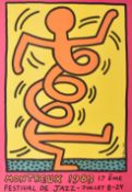 KEITH HARING - MONTRUX 1983 PINK SCREENPRINT IN COLOUR POSTER