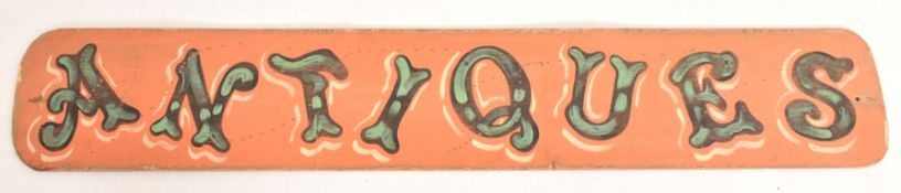 MID CENTURY HAND PAINTED ANTIQUES SHOP DISPLAY SIGN