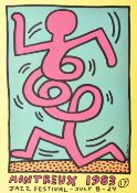 KEITH HARING - MONTREUX 1983 YELLOW SCREENPRINT IN COLOURS POSTER