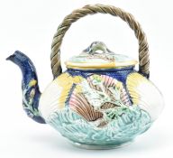 LATE 19TH CENTURY MAJOLICA GLAZED CERAMIC SEA SHELLS TEAPOT