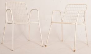 EMU - RIO R50 - PAIR OF MID CENTURY WHITE METAL GARDEN ARMCHAIRS