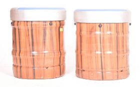 PAIR OF VINTAGE FAIRGROUND COURAGE BARREL STOOLS