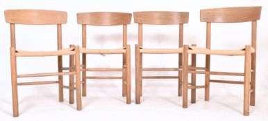 FOUR BORGE MORGENSEN STYLE J39 CHAIRS WITH CURVED BACKRESTS AND WOVEN SEAT