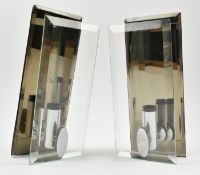 PAIR OF ITALIAN MID CENTURY 1970S CIRCA GLASS MIRROR WALL SCONCES