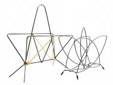 TWO 1960S SPUTNIK STYLE BLACK WIRE MAGAZINE RACKS