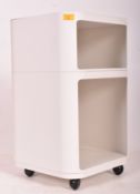 CASTELL FOR KARTELL - ITALIAN CIRCA 1970S WHITE PLASTIC SQUARED BEDSIDE TABLE