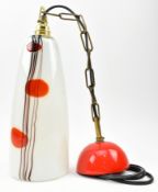 ITALIAN MURANO MID CENTURY CIRCA 1960S RED & WHITE GLASS CEILING LIGHT
