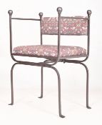 REGENCY INSPIRED WROUGHT IRON GARDEN CHAIR WITH WILLIAM MORRIS STYLE UPHOLSTERY