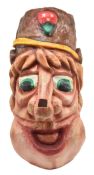 VINTAGE MID CENTURY DUTCH PAINTED PAPIER MACHE CARNIVAL HEAD