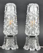 PAIR OF VENETIAN ITALIAN MID CENTURY CUT GLASS BEDSIDE DESK LAMPS