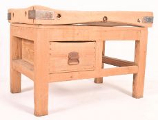 EARLY 20TH CENTURY LARGE IRON BOUND BUTCHER'S BLOCK