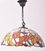 ITALIAN TIFFANY STYLE CIRCA 1930S LEAD & GLASS CEILING PENDANT LIGHT