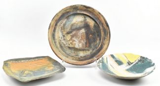 THREE 20TH CENTURY STUDIO ART POTTERY CHARGERS