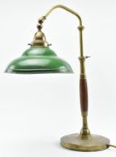 PRIVATE COLLECTION OF DERREN BROWN - VINTAGE MID CENTURY BRASS & GREEN ENAMEL MINISTRY DESK LAMP