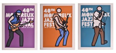 JULIAN OPIE - THREE 2006 MONTREUX JAZZ FESTIVAL POSTERS (ORANGE, BLUE & PURPLE)