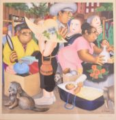 BERYL COOK - STREET MARKET - LIMITED EDITION COLOUR LITHOGRAPH