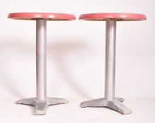 PAIR OF VINTAGE FIBERGLASS & ALUMINIUM CAFE OUTDOOR SIDE TABLES