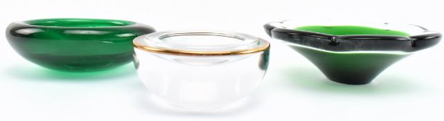 THREE VINTAGE MID CENTURY CASED GLASS TRINKET DISHES