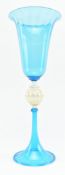 MURANO GLASS - VINTAGE EARLY 21ST CENTURY HAND BLOWN CHALICE GOBLET IN ICE BLUE