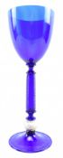 MURANO GLASS - VINTAGE LATE 20TH CENTURY HAND BLOWN GLASS CHALICE GOBLET IN COBALT BLUE
