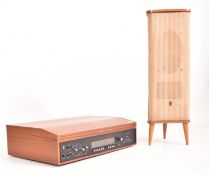 VINTAGE DYNATRON CAVALCADE MUSIC CENTRE WITH 1970S TEAK GRUNDIE SPEAKER ON LEGS
