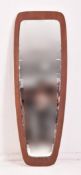 LARGE RETRO 20TH CENTURY TEAK FRAMED HANGING MIRROR