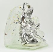 ITALIAN ART DECO MANNER 20TH CENTURY GLASS & CHROME SCULPTURE