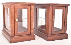 PAIR OF LATE 20TH CENTURY MAHOGANY MUSEUM GLASS CABINETS